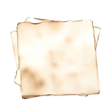 İzole yanmış kağıt levha