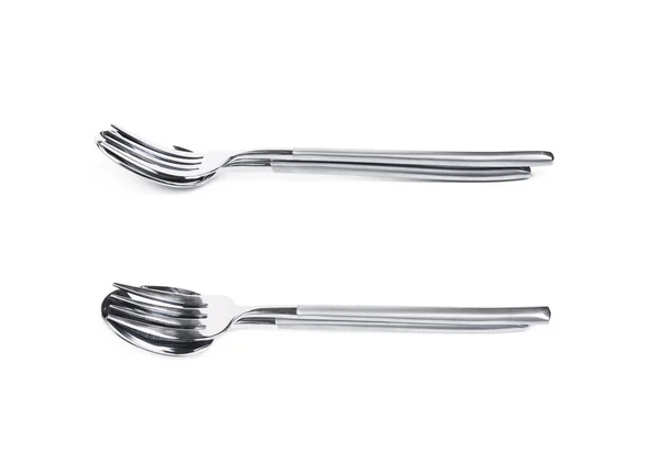 Samenstelling van de lepel en vork, geïsoleerd — Stockfoto