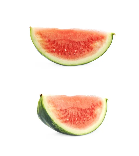 Enkele watermeloen segment geïsoleerd — Stockfoto