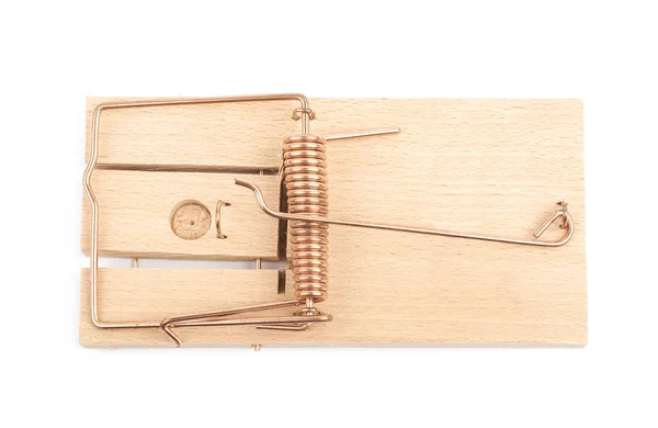 Fából készült egérfogó eszköz elszigetelt — Stock Fotó