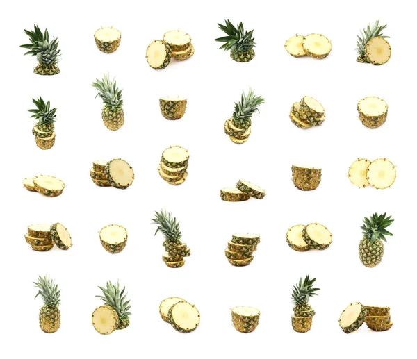 Set di più immagini di ananas isolato — Foto Stock