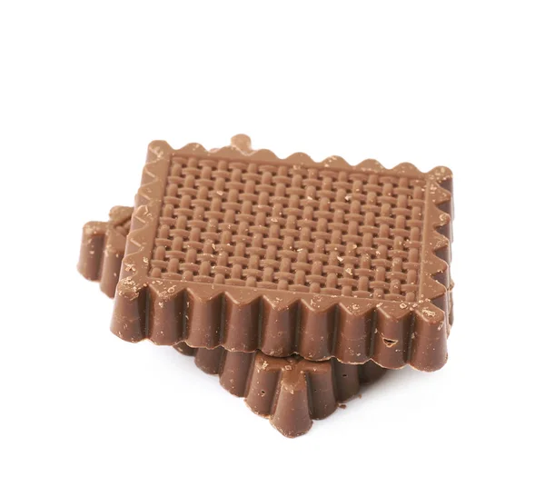 Waffles cobertos de chocolate isolados — Fotografia de Stock