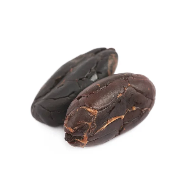 Peu de fèves de cacao isolées — Photo