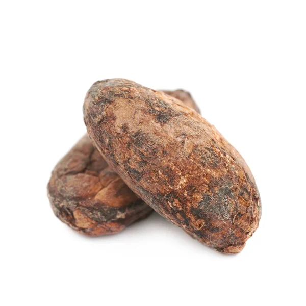 Několik kakaových bobů, samostatný — Stock fotografie