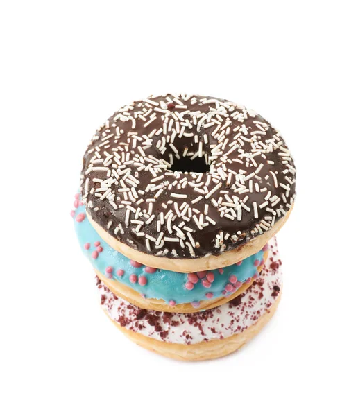 Stack med glaserade donuts isolerade — Stockfoto