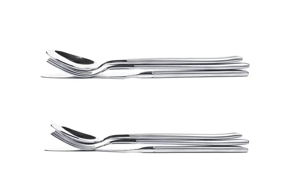 Knife, fork and spoon composition isolated — Stock Photo, Image