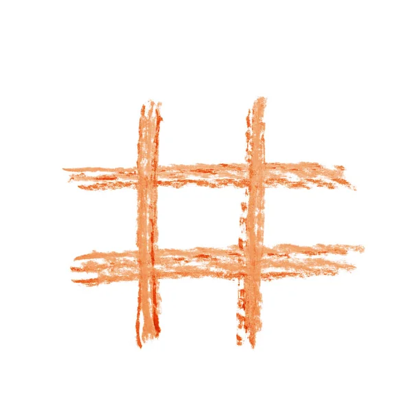 Simbolo hashtag disegnato a mano isolato — Foto Stock