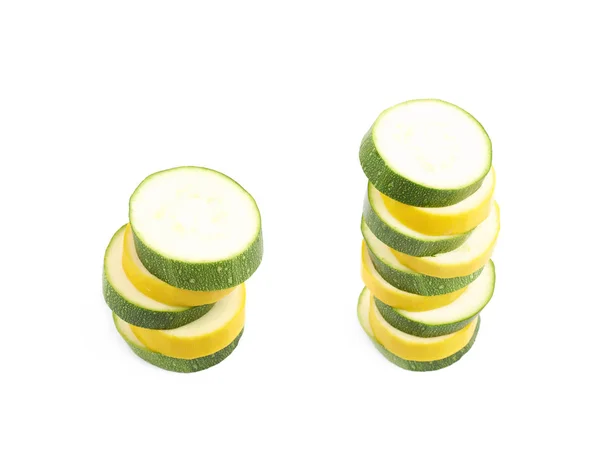Skivor av grön och gul zucchini — Stockfoto
