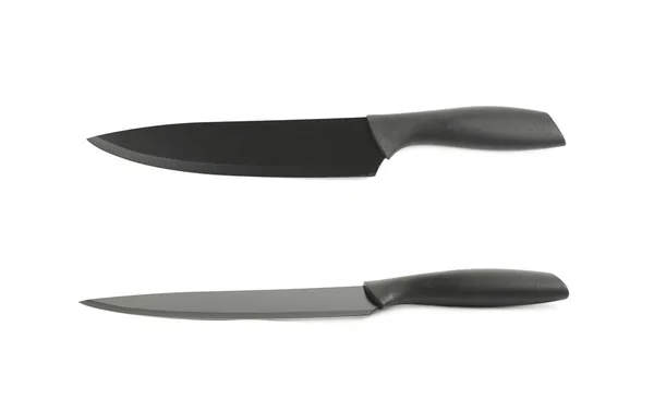 Metal preto e faca de plástico — Fotografia de Stock
