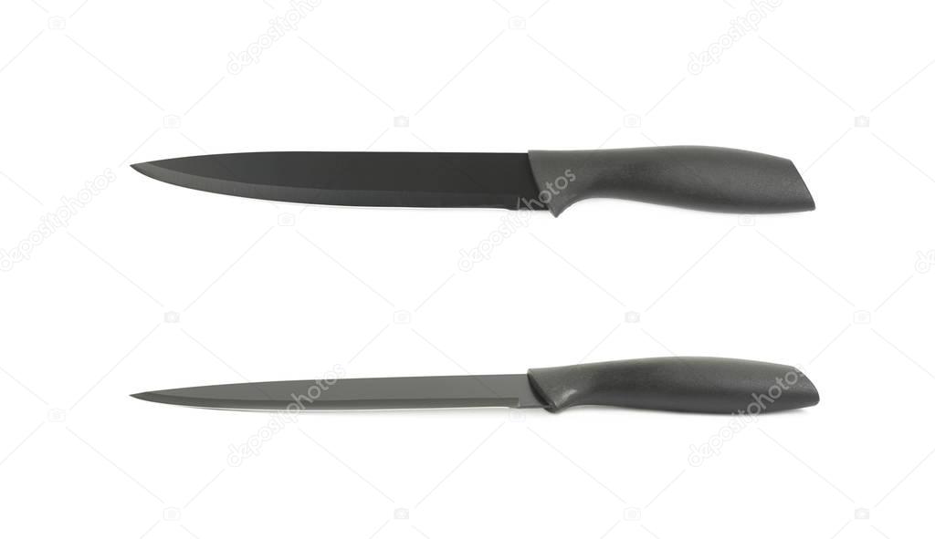 Black metal and plastic knife