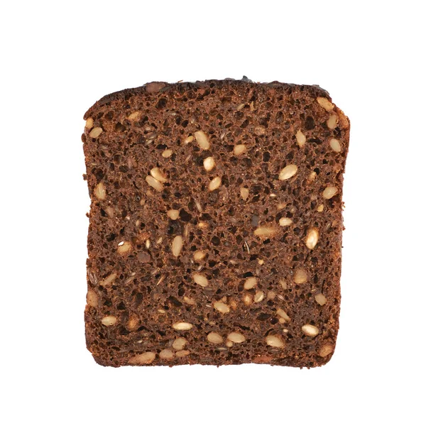 Kromka chleba czarny na białym tle — Zdjęcie stockowe