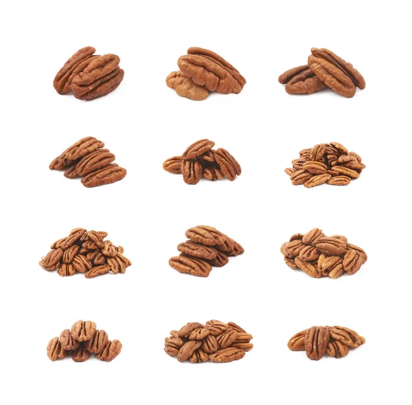 Pile of pecan nuts isolated — Stock Photo, Image