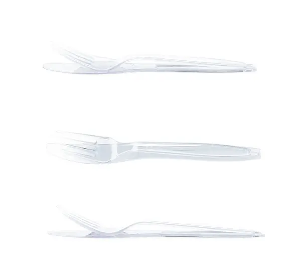Plast kniv och gaffel sammansättning — Stockfoto