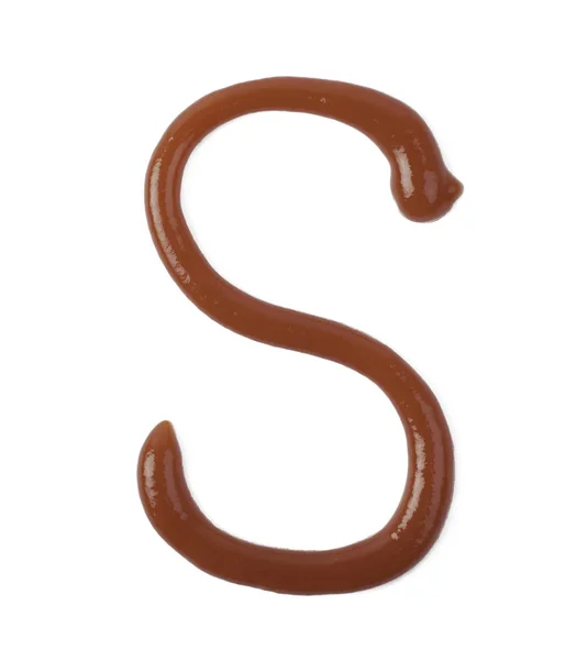 Single letter made of sauce isolated — Stock Photo, Image