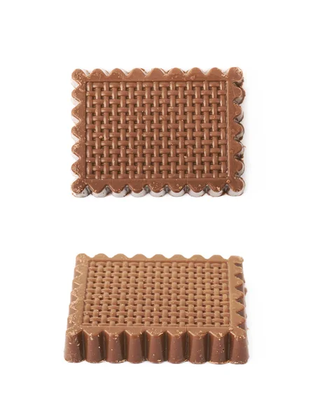 Chocolate coberto waffle isolado — Fotografia de Stock