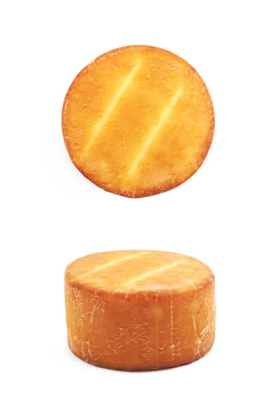 Tekerlek izole peynir — Stok fotoğraf