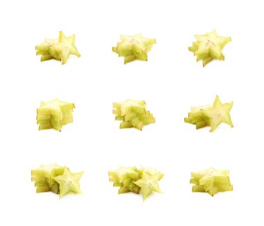 Dilimlenmiş carambola meyve izole yığını