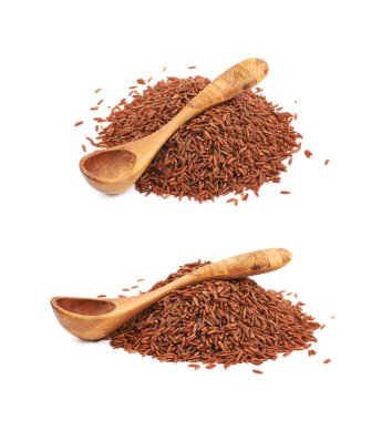 İzole kırmızı pirinç yığını