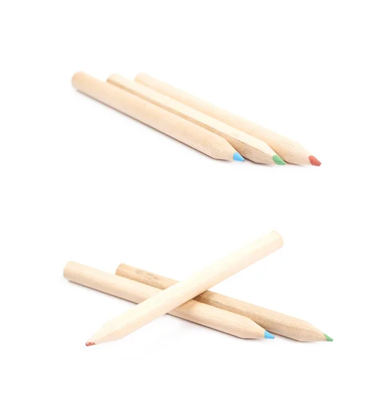 Pile of coloring pencils isolated — Stock Photo, Image