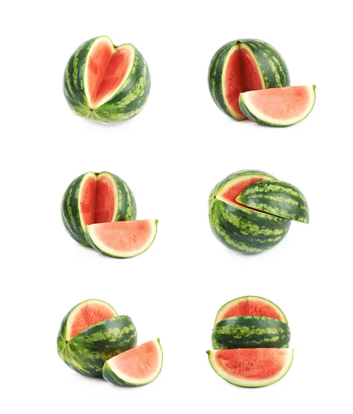 Wassermelone in Scheiben geschnitten isoliert — Stockfoto