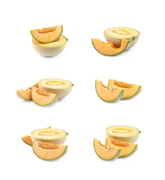 Skivad cantaloupe melon sammansättning — Stockfoto