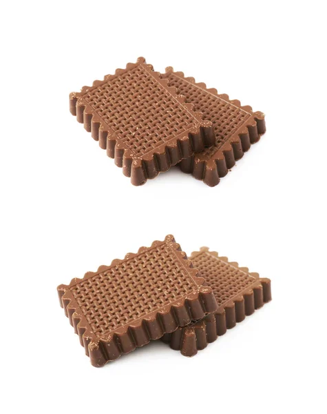 Gaufres recouvertes de chocolat isolé — Photo