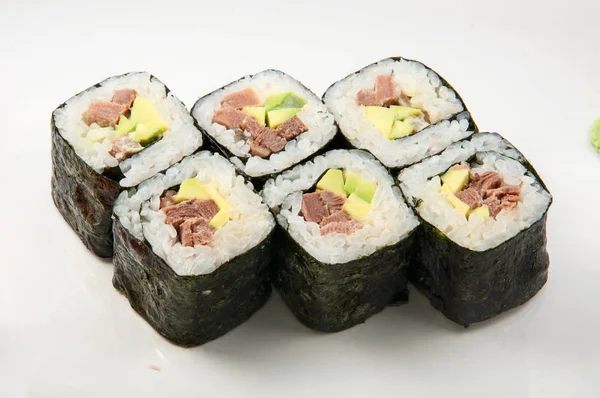 Rulo suşi. Sushi menüsü. Japon yemekleri.
