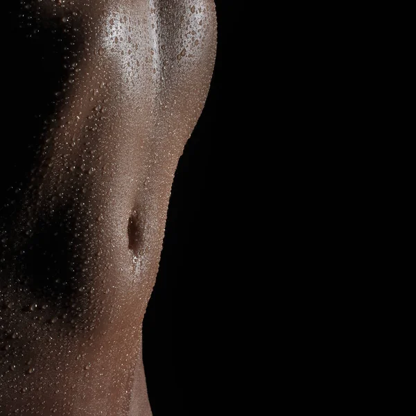 Bodyscape egy meztelen nedves hasa — Stock Fotó