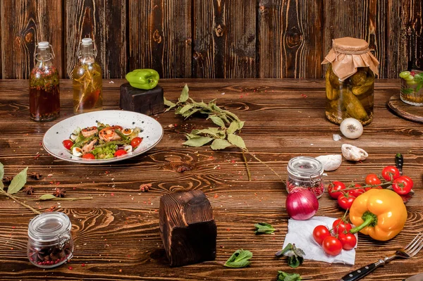 dirty food still life on wooden background