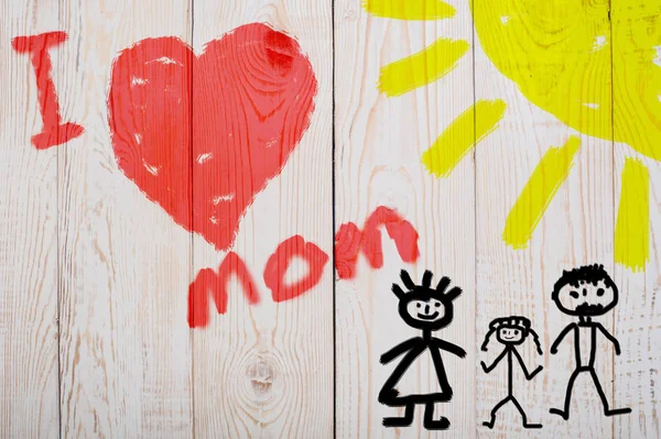 Mothers day childrens drawing — Stock Photo, Image