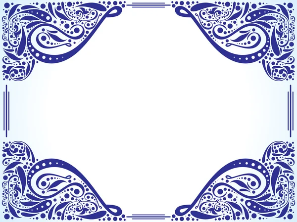 Astratto artistico dettagliato bordo floreale blu — Vettoriale Stock