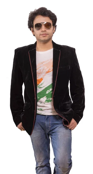 印度模式穿着黑色西装外套 — 图库照片