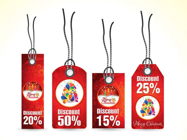 Abstracto artístico rojo etiquetas de Navidad — Vector de stock