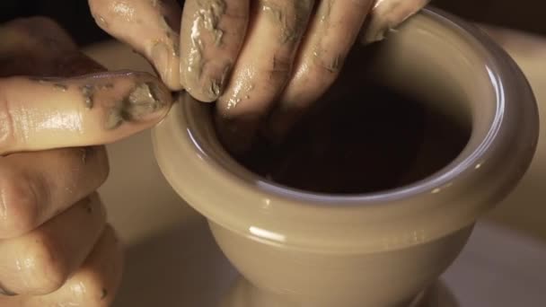 Pottery being made. Ceramics. Hand made. — Stock Video