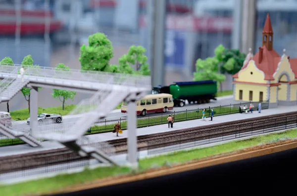 Estação ferroviária modelo hobby — Fotografia de Stock