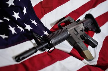 Flag of the USA with rifle clipart