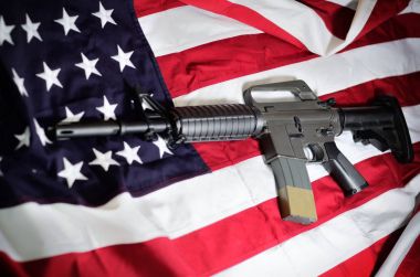 Flag of the USA with rifle clipart