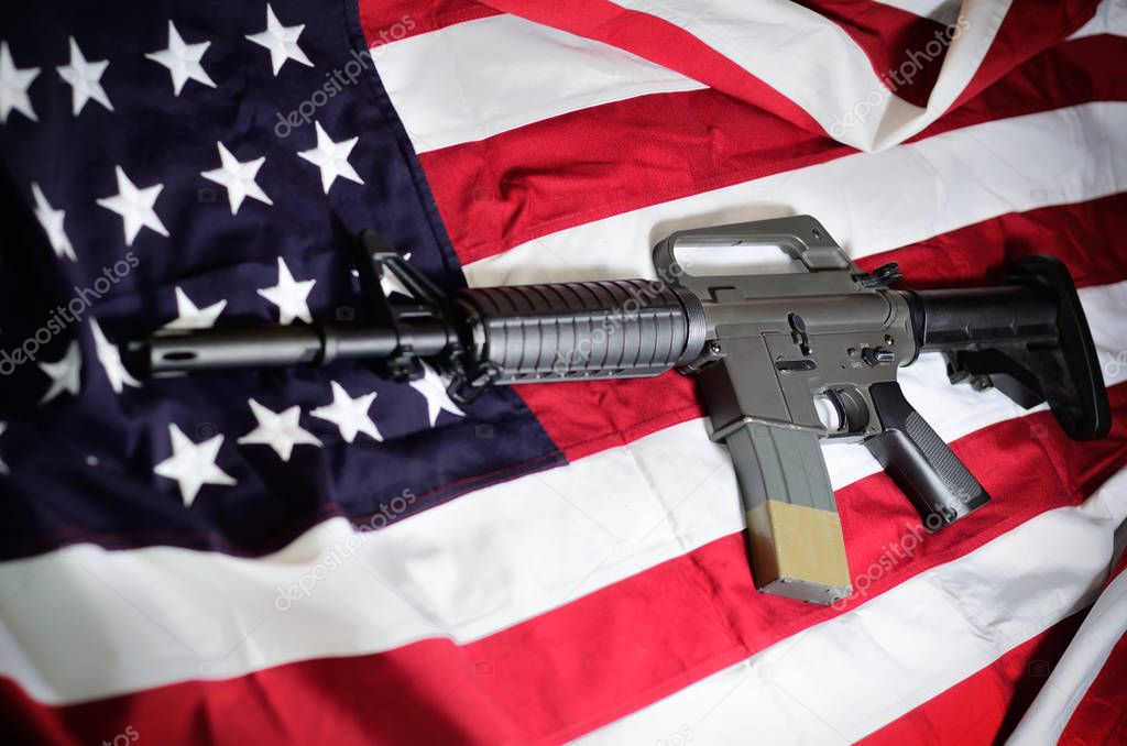 Flag of the USA with rifle
