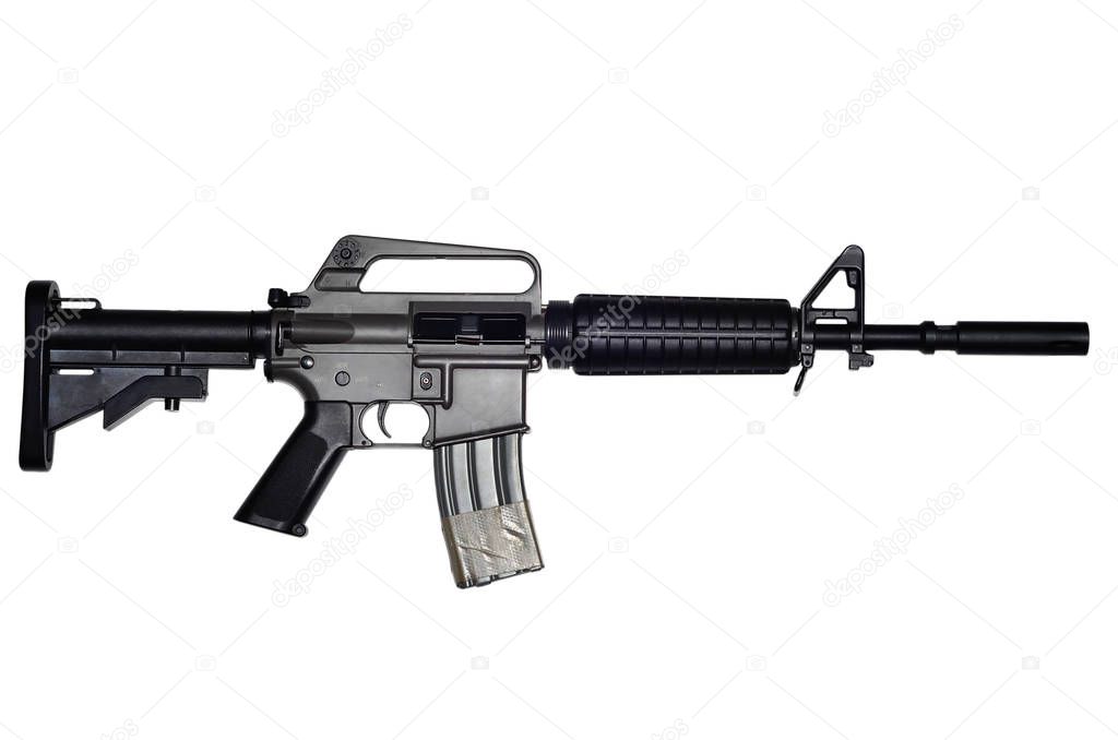 Assault rifle on white background