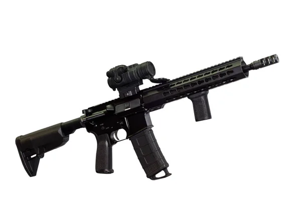 Assault rifle vit bakgrund — Stockfoto