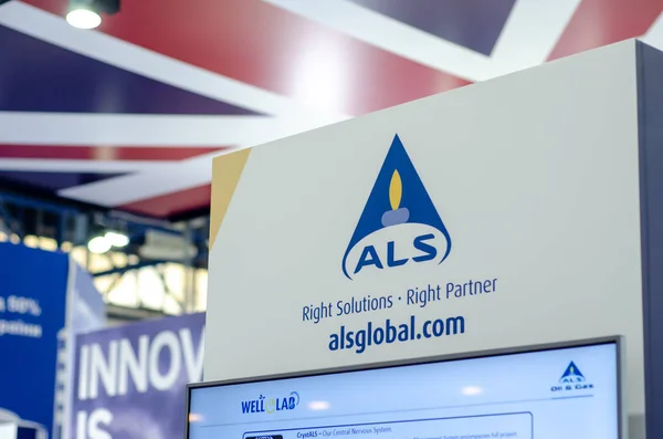 Kiev, Ukraine - 7 novembre 2019 : Exposition ALS Global (Australian Laboratory Services) au stand de l'exposition — Photo