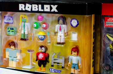 Kyiv, Ukraine - December 07, 2019: Roblox toys for sale in the store.