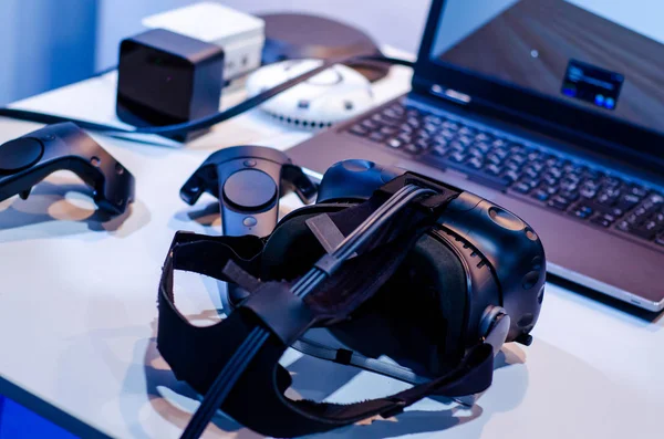 Virtual reality system. VR headsets with controllers