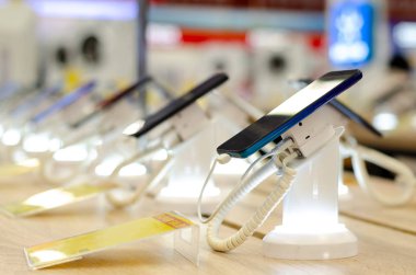 Smartphones for sale in the store.