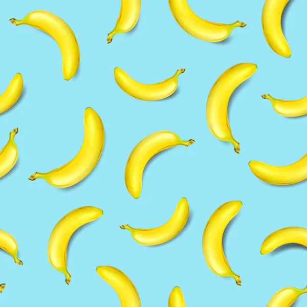 Seamless banana pattern on light blue background — Stock Vector