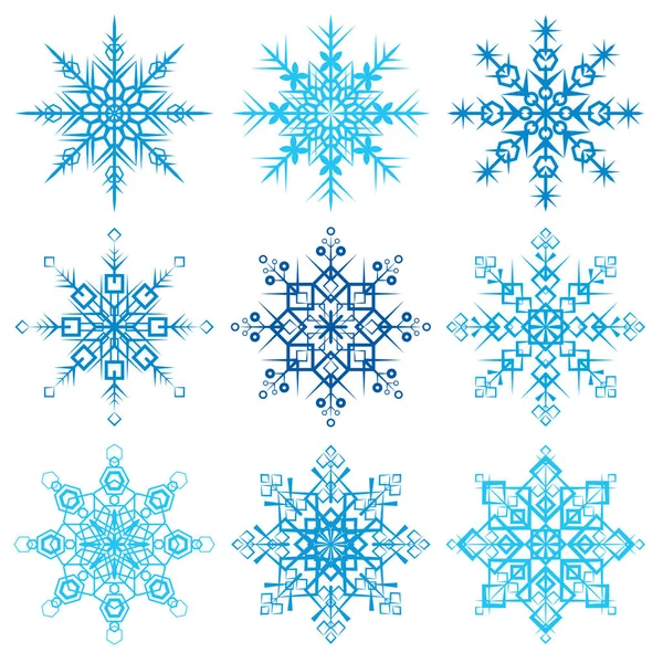 Various snowflake shapes decorative winter set vector illustration — Stock Vector