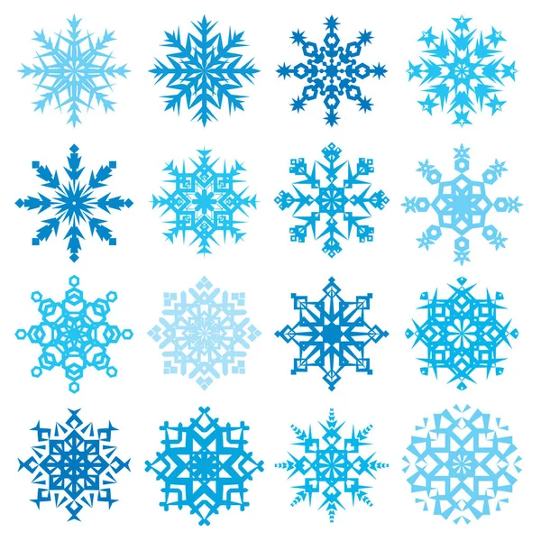 Various snowflake shapes decorative winter set vector illustration — Stock Vector