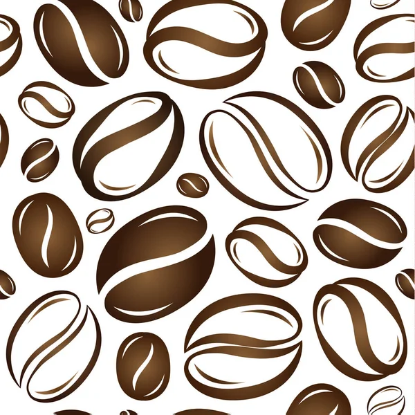 白い背景の上のコーヒー豆のシームレスなパターン ベクトル図 — ストックベクタ