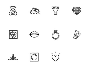Romantick love vector icon set clipart