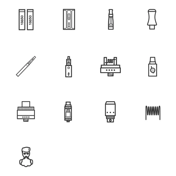 Conjunto de ícones vetoriais de cigarros eletrônicos — Vetor de Stock